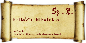 Szitár Nikoletta névjegykártya